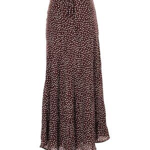 MNG Brown and white polka dot maxi skirt